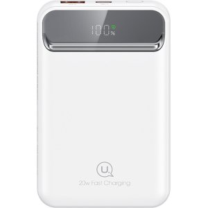 USAMS power bank US-CD214, 2x έξοδοι, wireless, 10000mAh, 20W, λευκό