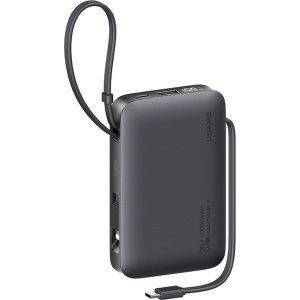 USAMS power bank CD228 με 2x καλώδια, 2x θύρες εξόδου, 10000mAh, 20W, γκρι