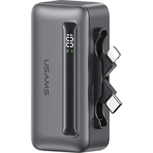 USAMS power bank CD233, USB-C/Lightning έξοδος, 4500mAh, 20W, γκρι