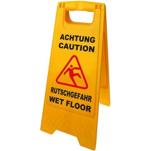 Προειδοποιητική πινακίδα "caution wet floor" 520112, 21-30x58cm, κίτρινη
