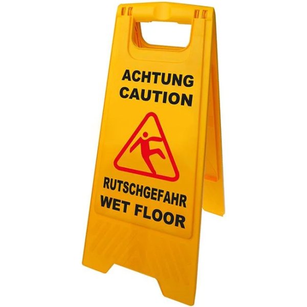 Προειδοποιητική πινακίδα "caution wet floor" 520112, 21-30x58cm, κίτρινη