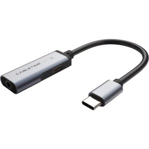 CABLETIME αντάπτορας USB-C σε USB-C & 3.5mm CT-CMACD, γκρι