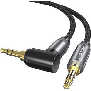 CABLETIME καλώδιο ήχου 3.5mm CT-P11RGN, γωνιακό, AUX, 1.8m, μαύρο