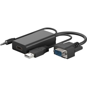 GOOBAY αντάπτορας VGA σε HDMI 61259, 3.5mm Jack, 1080p/60Hz, μαύρος