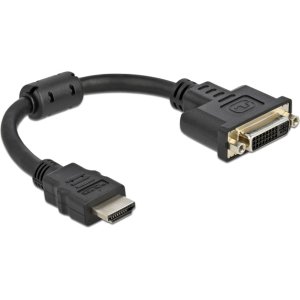 DELOCK αντάπτορας HDMI σε DVI 65206, 4K/30Hz, 20cm, μαύρος