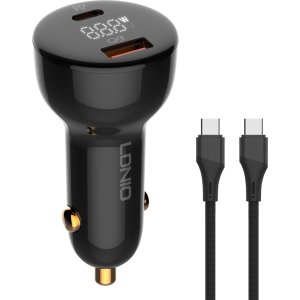 LDNIO φορτιστής αυτοκινήτου C101 με καλώδιο, USB/USB-C, 100W PD, μαύρος