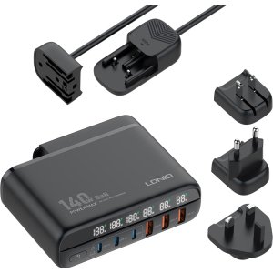 LDNIO σταθμός φόρτισης A6140C, 3x USB-C/3x USB, 140W, PD/QC, GaN, μαύρος