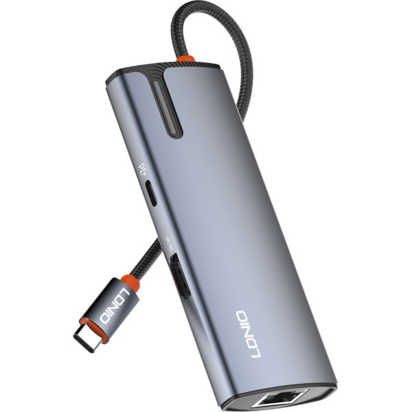 LDNIO docking station DS-16H, 6 θυρών, USB-C σύνδεση, 4K, 100W PD, γκρι