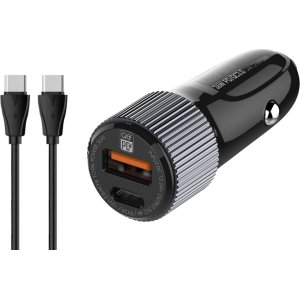 LDNIO φορτιστής αυτοκινήτου C510Q με καλώδιο, USB & USB-C, 38W, μαύρος