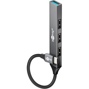 GOOBAY USB hub 74457, 4x θυρών, USB 3.2, 5Gbps, USB-C σύνδεση, γκρι