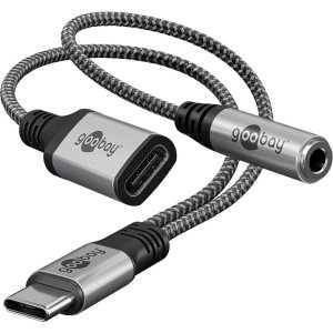 GOOBAY αντάπτορας USB-C σε 3.5mm & USB-C 74524, 60W, 480Mbps, γκρι