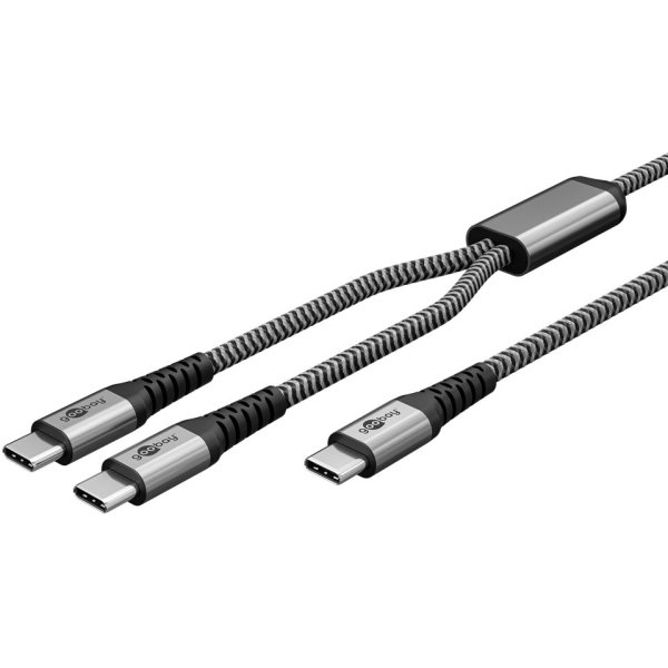 GOOBAY καλώδιο USB-C σε 2x USB-C 75739, 60W, 480Mbps, 1.5m, γκρι