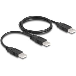 DELOCK καλώδιο USB σε 2x USB 80000, 480Mbps, 70cm, μαύρο