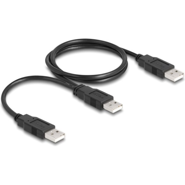 DELOCK καλώδιο USB σε 2x USB 80000, 480Mbps, 70cm, μαύρο
