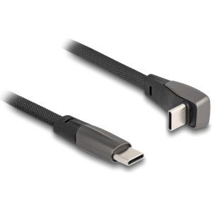 DELOCK καλώδιο USB-C 80751, 60W, flat, γωνιακό, 480 Mbps, 1m, μαύρο