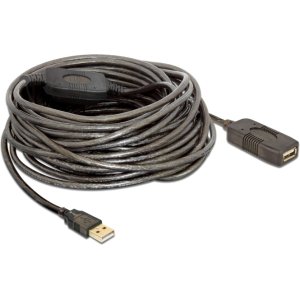 DELOCK καλώδιο USB 2.0 αρσενικό σε θηλυκό 82689, active, 15m, μαύρο