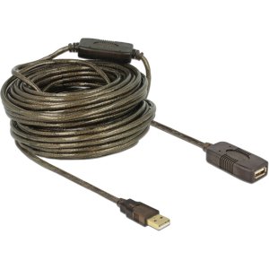 DELOCK καλώδιο USB 2.0 αρσενικό σε θηλυκό 82690, active, 20m, μαύρο