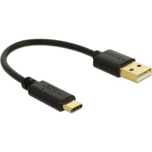 DELOCK καλώδιο USB σε USB-C 85354, 3A, 22AWG, 0.15m, μαύρο