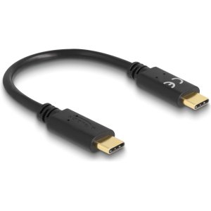 DELOCK καλώδιο USB-C 85356, PD 5A, 15cm, E-Marker, μαύρο