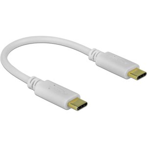 DELOCK καλώδιο USB-C 85357, 100W PD, 5A, 15cm, E-Marker, λευκό