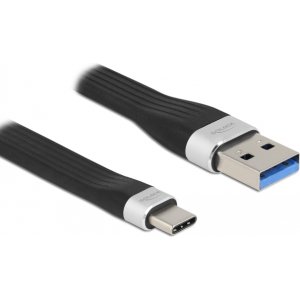 DELOCK καλώδιο USB 3.2 σε USB-C 85771, 3A, 5Gbps, FPC, 13.5cm, μαύρο