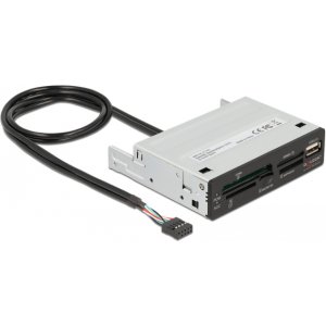 DELOCK USB 9-pin card reader 91708, CF/SD/XD/MS/Micro SD/USB, 3.5" bay