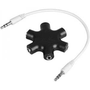 POWERTECH αντάπτορας 6x 3.5mm θηλυκό CAB-J054, με καλώδιο 3.5mm, μαύρος