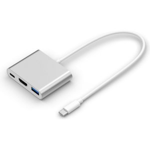 POWERTECH docking station CAB-UC004, 3 θυρών, USB-C σύνδεση, ασημί