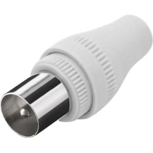 POWERTECH βύσμα PAL 9.5mm αρσενικό CAB-V011 για TV, λευκό, 5τμχ