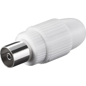 POWERTECH βύσμα κεραίας PAL CAB-V031, θηλυκό, 15.88mm, λευκό, 5τμχ