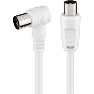 POWERTECH καλώδιο κεραίας RF αρσενικό - RF θηλυκό CAB-V040, γωνιακό, λευκό, 1.5m