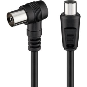 POWERTECH καλώδιο κεραίας RF αρσενικό - RF θηλυκό CAB-V041, γωνιακό, μαύρο, 1.5m