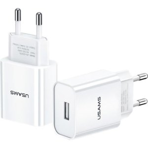 USAMS φορτιστής τοίχου T18, 1x USB, 2.1A, λευκός