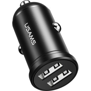 USAMS φορτιστής αυτοκινήτου C20, 2x USB, 2.4A, μαύρος