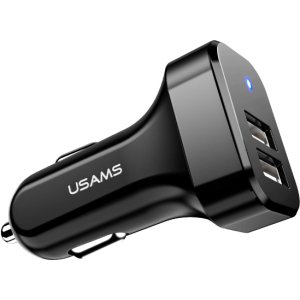 USAMS φορτιστής αυτοκινήτου C13, 2x USB, 2.1A, μαύρος