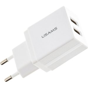 USAMS φορτιστής τοίχου T24 US-CC090, 2x USB, 2.1A, λευκός