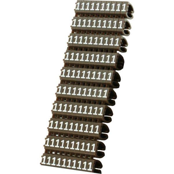 POWERTECH Clip αρίθμησης καλωδίου Νο 1, Brown, 10τεμ.