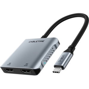 CABLETIME docking station CT-CM2H4K-AG, 4 θυρών, USB-C, 4K, 100W, γκρι