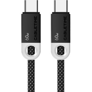 CABLETIME καλώδιο USB-C CT-CM60-PBW, 60W PD, 480Mbps, 1m, μαύρο