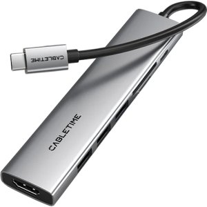CABLETIME docking station CT-HBP2-AG7, 7 θυρών, USB-C, 4K, 100W, γκρι