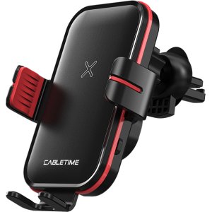 CABLETIME ασύρματος φορτιστής & βάση αυτοκινήτου CT-PH01-PB, 15W, μαύρο