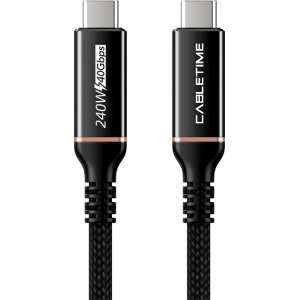 CABLETIME καλώδιο USB-C σε USB-C CT-USB4, 240W, 40Gbps, 8K/60Hz, USB4, 1m, μαύρο