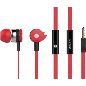 CELEBRAT earphones με μικρόφωνο D1, 3.5mm, Φ10mm, 1.2m flat, κόκκινα