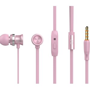 CELEBRAT earphones με μικρόφωνο D7, 3.5mm σύνδεση, Φ10mm, 1.2m, ροζ