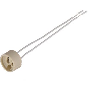 Ντουί λάμπας GΖ10/GU10 με καλώδια DX-100A, 250V 2A, κεραμικό, λευκό