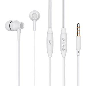 CELEBRAT earphones με μικρόφωνο G25, 3.5mm σύνδεση, Φ10mm, 1.2m, λευκά