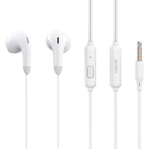 CELEBRAT earphones με μικρόφωνο G27, 3.5mm σύνδεση, Φ14mm, 1.2m, λευκά