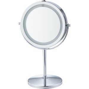 HOME USE επιτραπέζιος καθρέφτης HUH-0185 με LED φως, 1x/5x zoom, ασημί