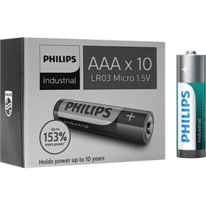 PHILIPS Industrial αλκαλικές μπαταρίες LR03I10C/10, AAA LR03 1.5V, 10τμχ