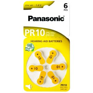 PANASONIC μπαταρίες ακουστικών βαρηκοΐας PR10, mercury free, 1.4V, 6τμχ